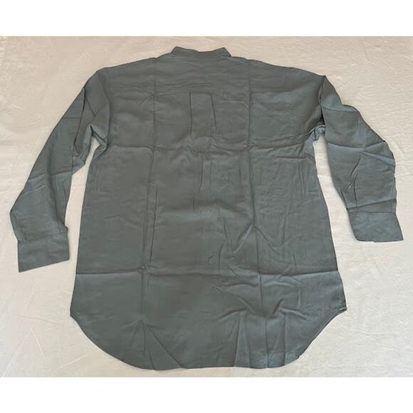 NWT VTG 90s Jeffrey Banks Shirt Silk Slate Blue Long Sleeve Button Down Sz L - Picture 2 of 6